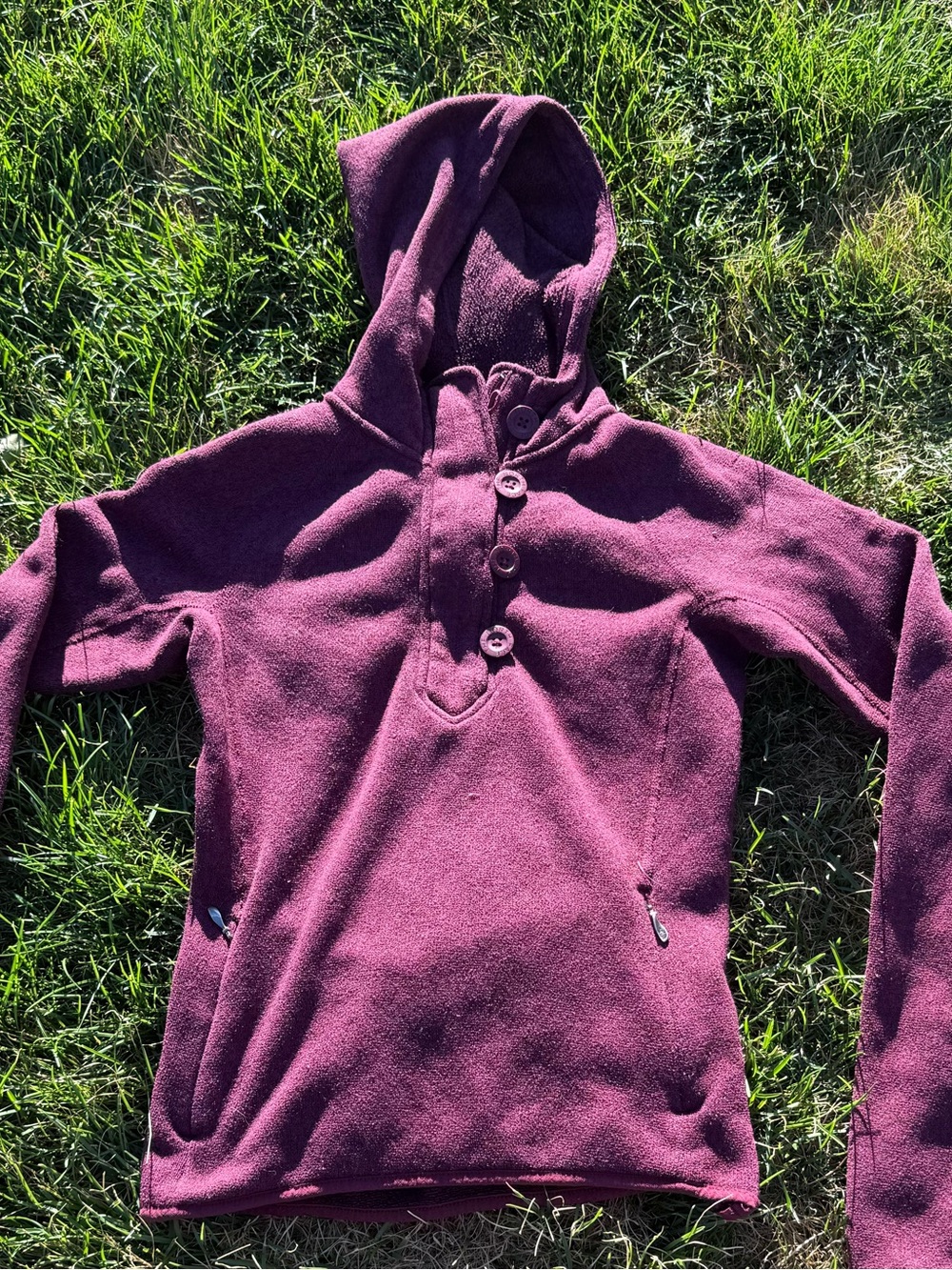 The North Face Women's Hooded Button Pullover Sweater - Plum sz XS
